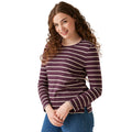 Deep Plum-Light Vanilla - Side - Regatta Womens-Ladies Federica II Stripe Long-Sleeved T-Shirt