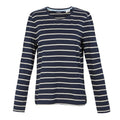 Navy-Light Vanilla - Front - Regatta Womens-Ladies Federica II Stripe Long-Sleeved T-Shirt