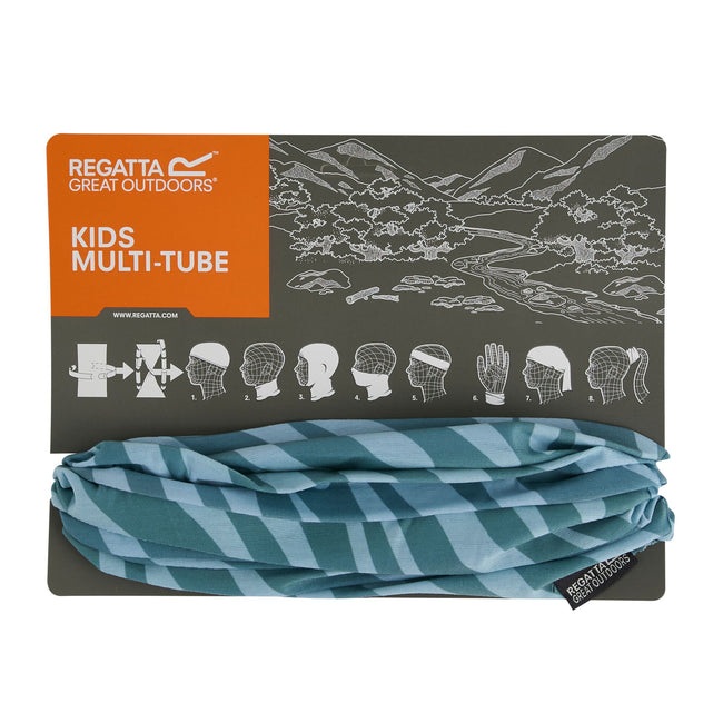 Spruce Green-Green Haze - Back - Regatta Childrens-Kids Multitube II Flower Snood