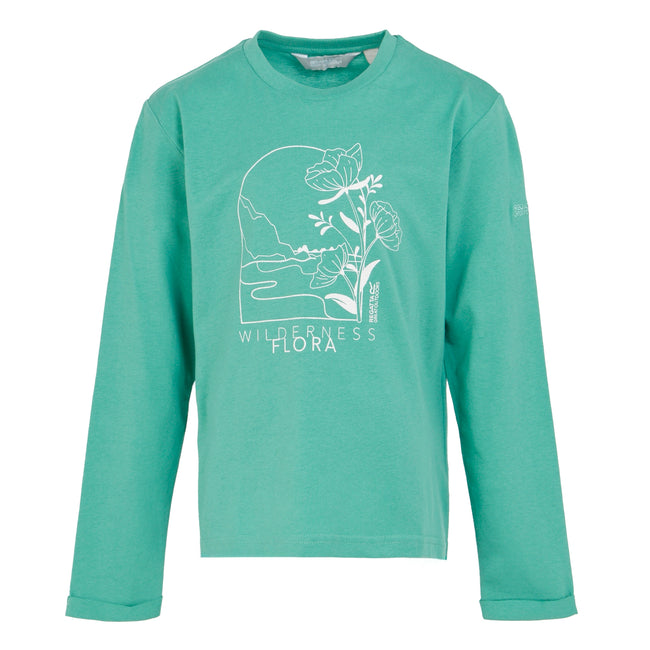 Dusty Green - Front - Regatta Childrens-Kids Wenbie III Flower Mountain T-Shirt