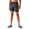 Grey-Black - Lifestyle - Regatta Childrens-Kids Skander III Camouflage Swim Shorts