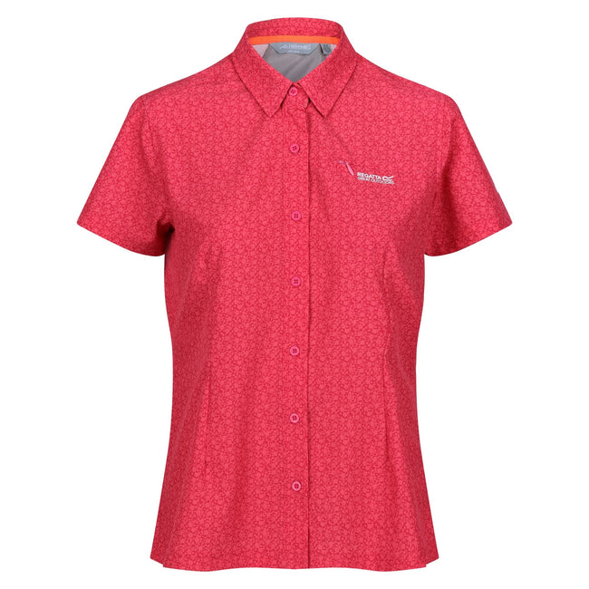 Pink Potion - Front - Regatta Womens-Ladies Floral Packaway Short-Sleeved Travel Shirt