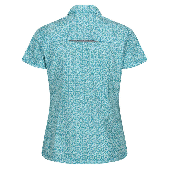 Tahoe Blue - Back - Regatta Womens-Ladies Floral Packaway Short-Sleeved Travel Shirt