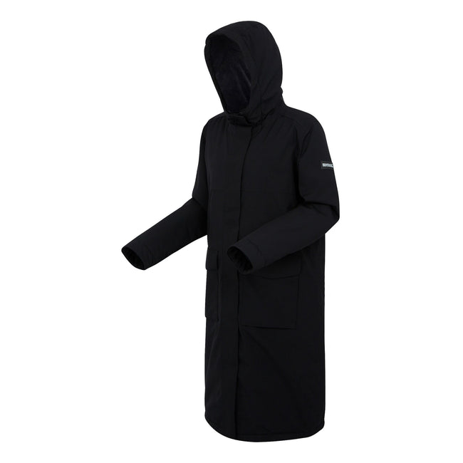 Black-Dark Grey - Side - Regatta Womens-Ladies Yarli Longline Waterproof Jacket