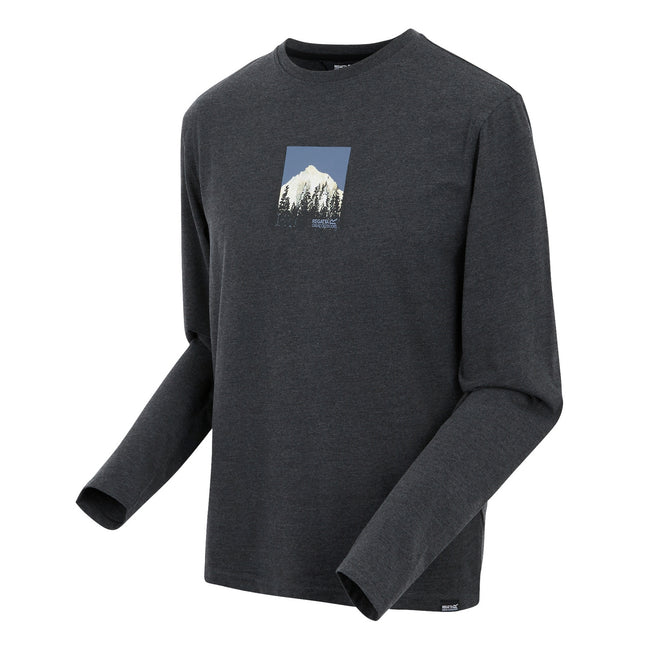 Black - Side - Regatta Mens Maylow Scenery Marl Long-Sleeved T-Shirt