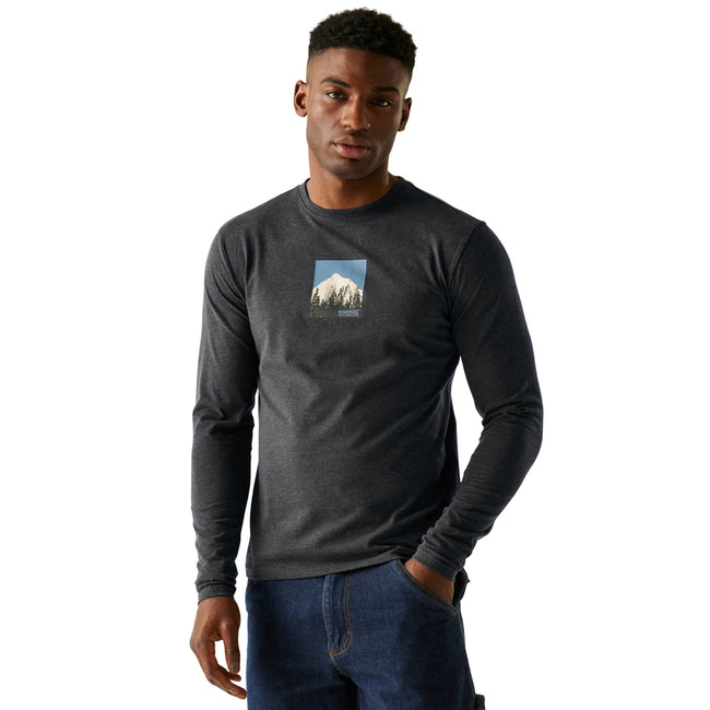 Black - Lifestyle - Regatta Mens Maylow Scenery Marl Long-Sleeved T-Shirt