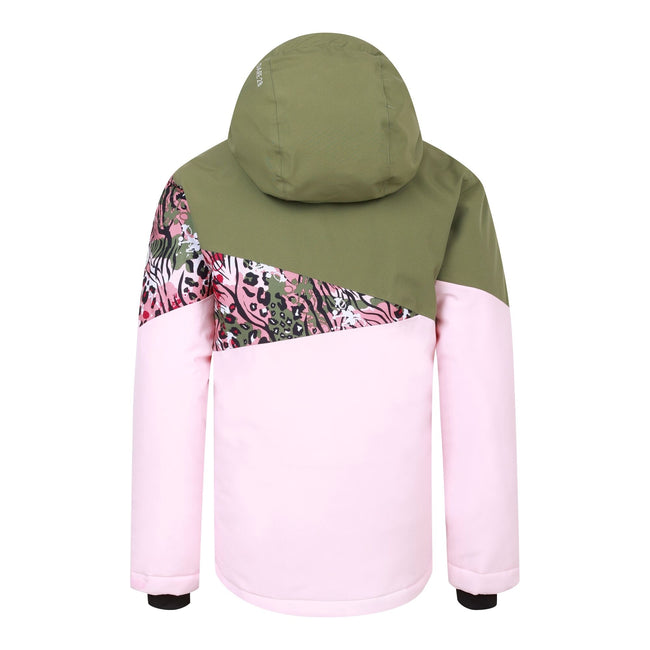 Crystal Rose-Olivine - Back - Dare 2B Childrens-Kids Humour III Leopard Print Ski Jacket