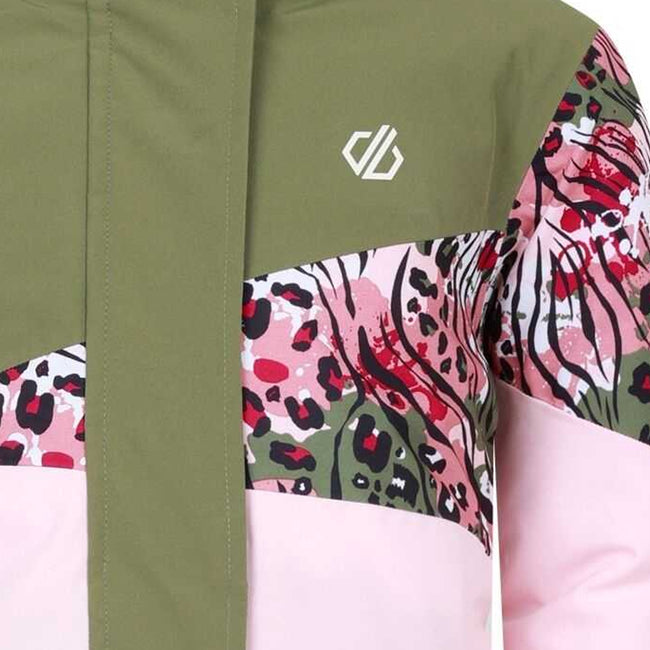 Crystal Rose-Olivine - Lifestyle - Dare 2B Childrens-Kids Humour III Leopard Print Ski Jacket