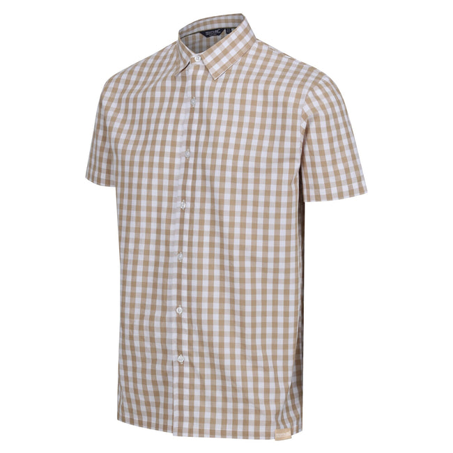 Oat-White - Side - Regatta Mens Denmoor Checked Shirt