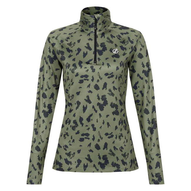 Olivine Green - Front - Dare 2B Womens-Ladies Divulge Dash Print Core Stretch Midlayer