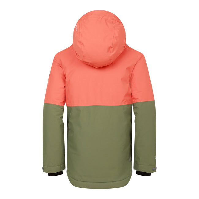 Orange Rust-Olivine Green - Back - Dare 2B Childrens-Kids Freehand Overhead Ski Jacket