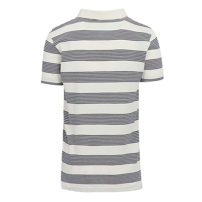 Antique White-Navy - Back - Regatta Mens Tempete Stripe Polo Shirt