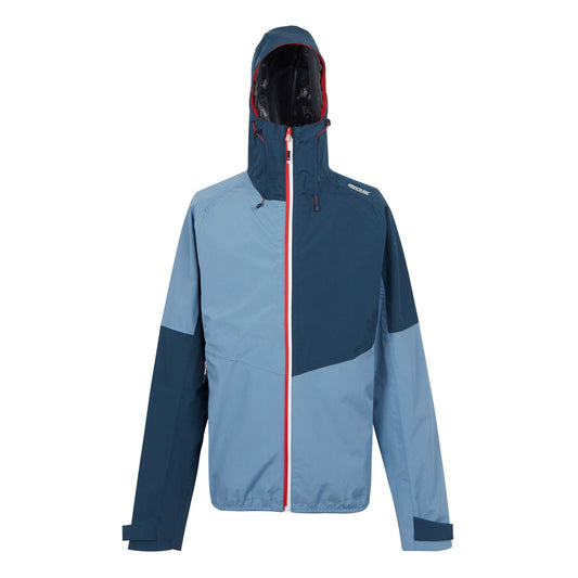 Coronet Blue-Moonlight Denim - Front - Regatta Mens Deserto II Colour Block Waterproof Jacket