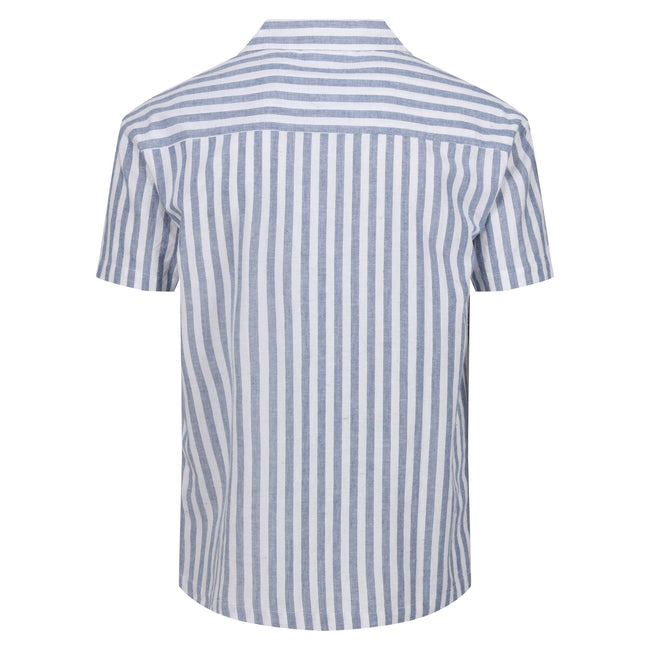 Coronet Blue-White - Back - Regatta Mens Shorebay II Stripe Short-Sleeved Shirt