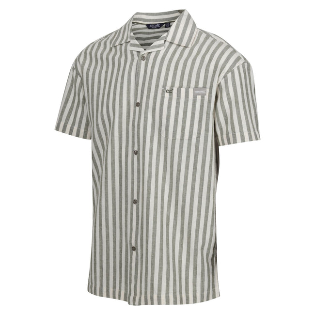 Fauna-Antique White - Side - Regatta Mens Shorebay II Stripe Short-Sleeved Shirt