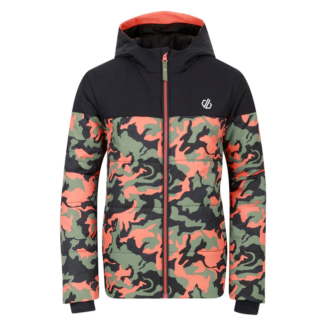 Black-Orange Rust - Front - Regatta Childrens-Kids Liftie Camo Ski Jacket