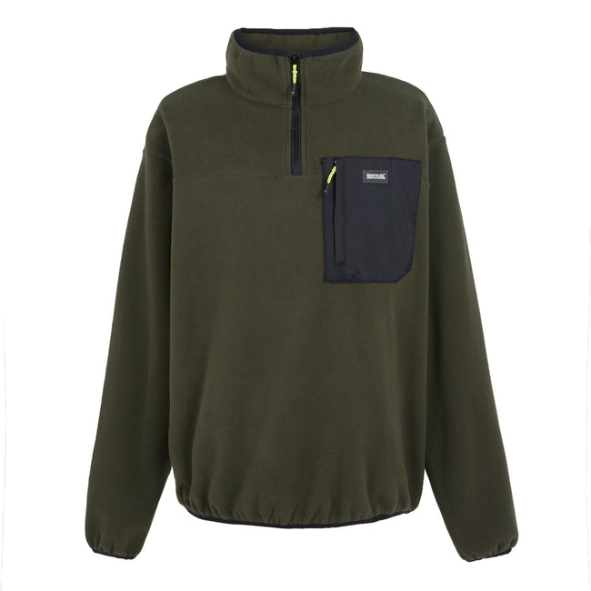 Dark Khaki - Front - Regatta Mens Frankie Half Zip Fleece Top