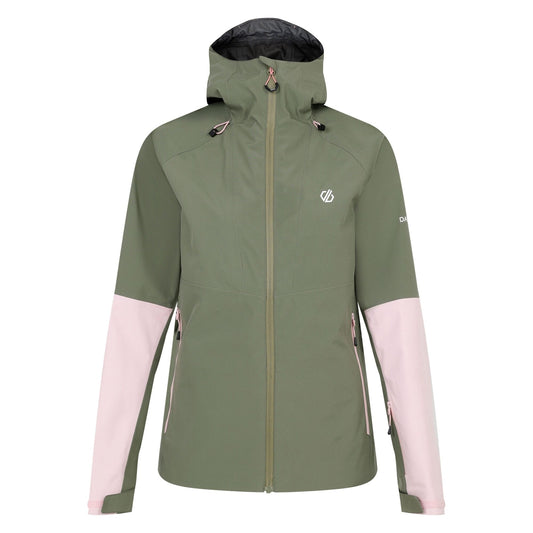Olivine Green-Crystal Rose - Front - Dare 2B Womens-Ladies Assert Waterproof Jacket