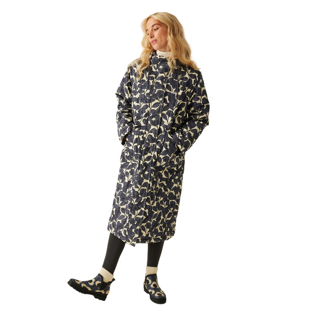 Grey - Side - Regatta Womens-Ladies Orla Kiely Birdy Quilted Long Jacket