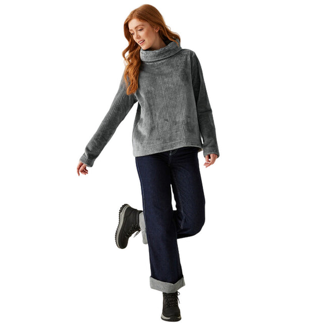 Storm Grey - Side - Regatta Womens-Ladies Bardou II Velour Fleece Top