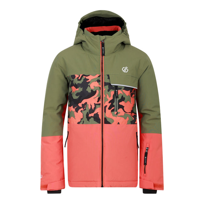 Orange Rust - Front - Dare 2B Childrens-Kids Traverse II Camo Ski Jacket