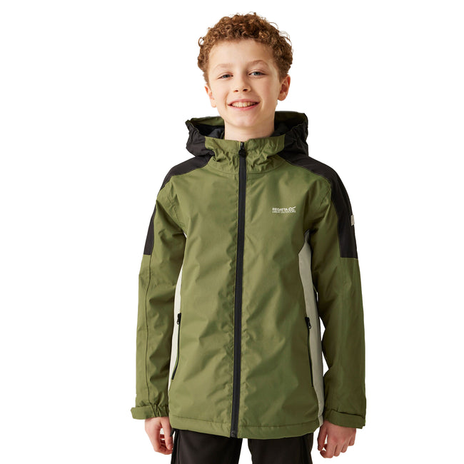 Nephrite Green-Black - Lifestyle - Regatta Childrens-Kids Hurdle V Waterproof Jacket