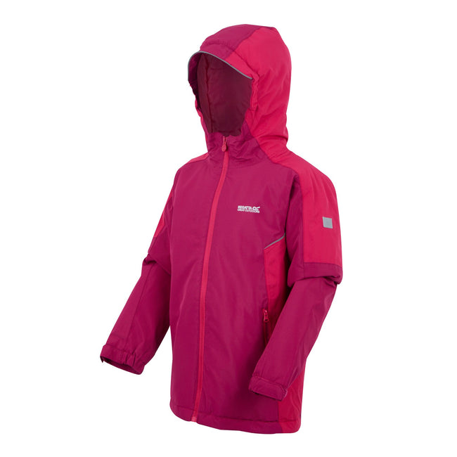 Berry Pink-Pink Potion - Side - Regatta Childrens-Kids Hurdle V Waterproof Jacket