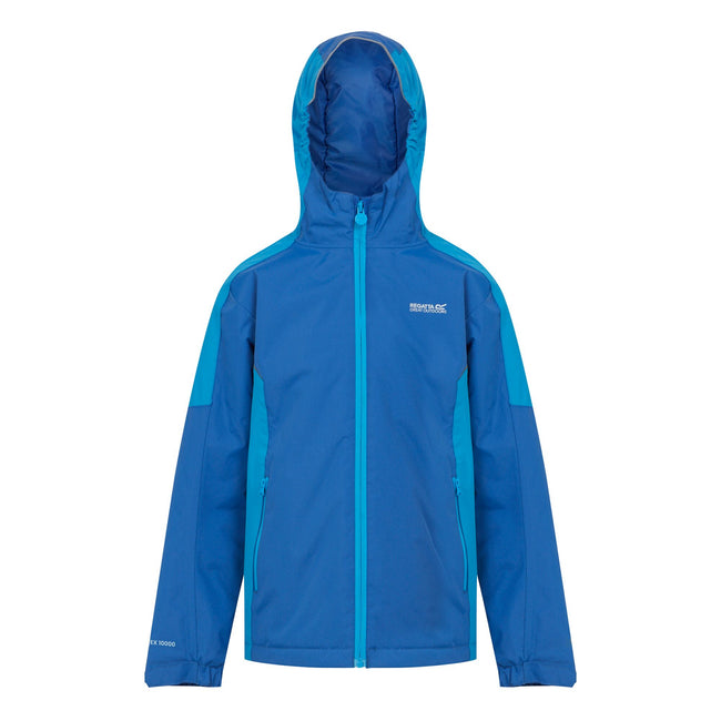 Olympian Blue-Hydro Blue - Front - Regatta Childrens-Kids Hurdle V Waterproof Jacket