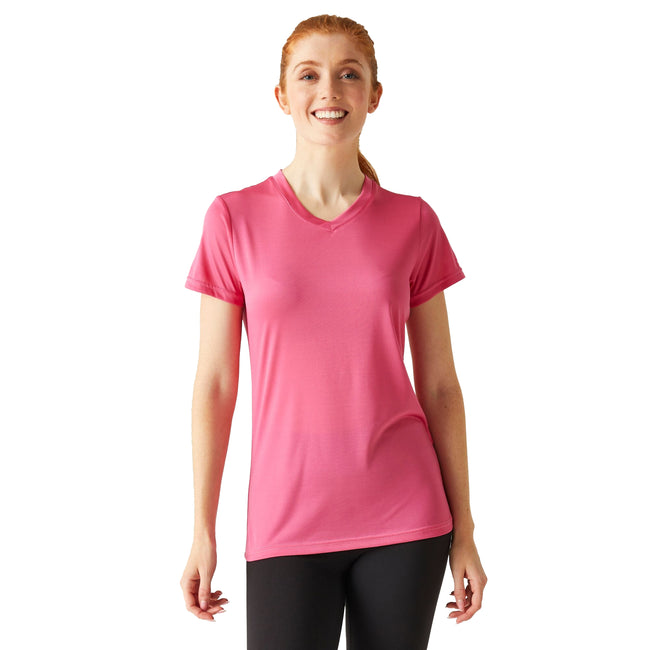 Flamingo Pink - Lifestyle - Regatta Womens-Ladies Fingal Plain V Neck T-Shirt