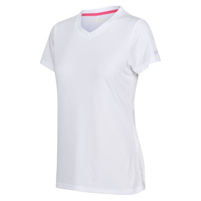 White - Side - Regatta Womens-Ladies Fingal Plain V Neck T-Shirt