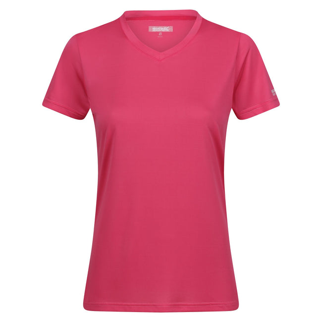 Flamingo Pink - Front - Regatta Womens-Ladies Fingal Plain V Neck T-Shirt