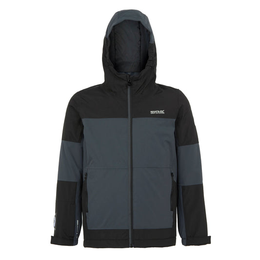 Seal Grey-Black - Front - Regatta Childrens-Kids Beamz IV Waterproof Jacket