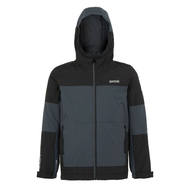 Seal Grey-Black - Front - Regatta Childrens-Kids Beamz IV Waterproof Jacket