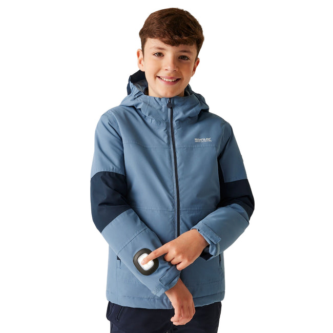 Coronet Blue-Navy - Side - Regatta Childrens-Kids Beamz IV Waterproof Jacket