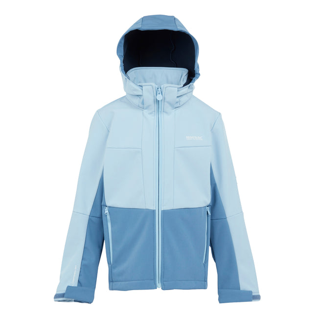 Clear Sky-Coronet Blue - Front - Regatta Childrens-Kids Haydenbury II Soft Shell Jacket