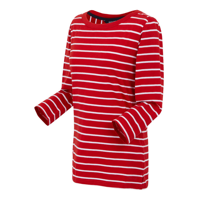 Red - Side - Regatta Womens-Ladies Baylette II Striped T-Shirt