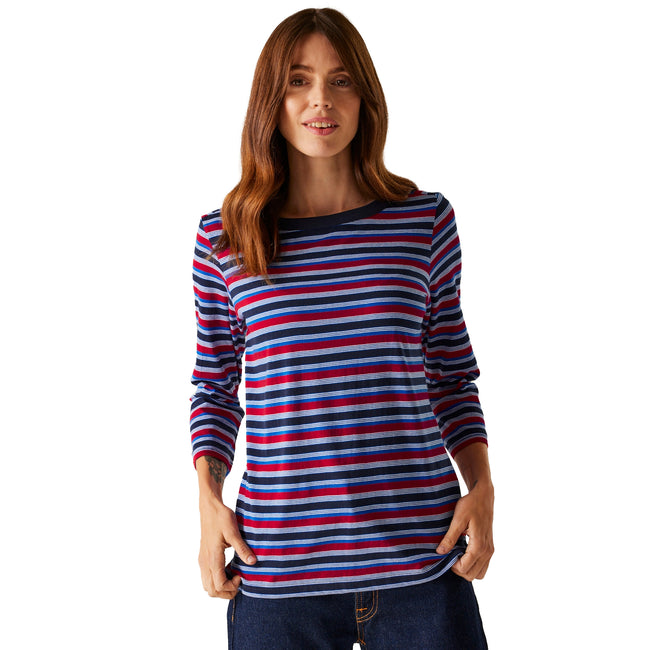 Navy - Lifestyle - Regatta Womens-Ladies Baylette II Striped T-Shirt
