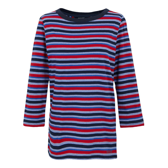 Navy - Front - Regatta Womens-Ladies Baylette II Striped T-Shirt
