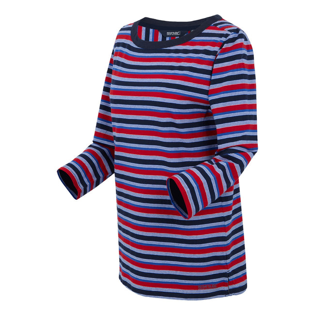 Navy - Side - Regatta Womens-Ladies Baylette II Striped T-Shirt