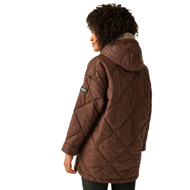 Dark Brown-Warm Taupe - Pack Shot - Regatta Womens-Ladies Emila Quilted Jacket