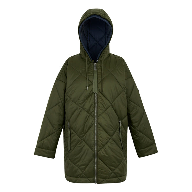 Dark Khaki-Navy - Front - Regatta Womens-Ladies Emila Quilted Jacket