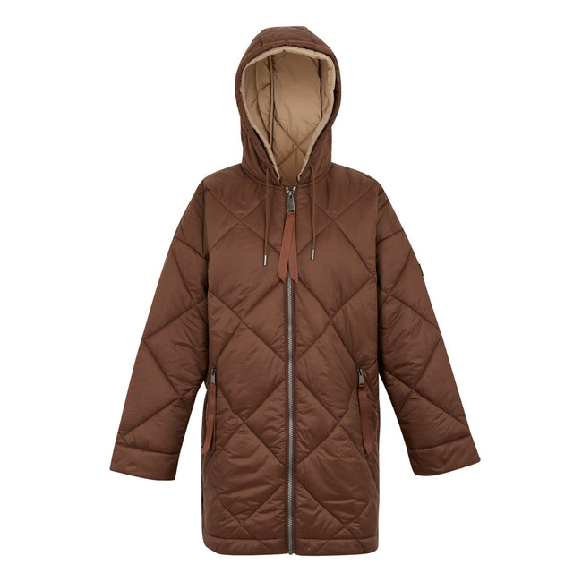 Dark Brown-Warm Taupe - Front - Regatta Womens-Ladies Emila Quilted Jacket