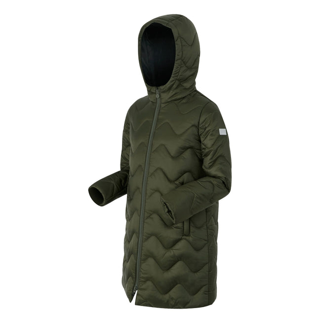 Dark Khaki-Black - Side - Regatta Childrens-Kids Cambrie Quilted Jacket