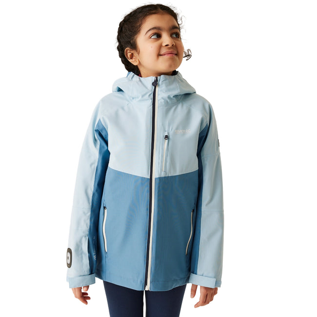 Coronet Blue-Clear Sky - Side - Regatta Girls Trekktain 3 in 1 Waterproof Jacket
