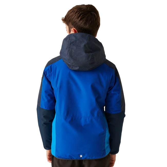 Olympic Blue-Navy - Lifestyle - Regatta Childrens-Kids Volcanics VIII Terrain Print Reflective Jacket