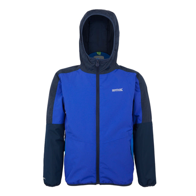 Olympic Blue-Navy - Front - Regatta Childrens-Kids Volcanics VIII Terrain Print Reflective Jacket