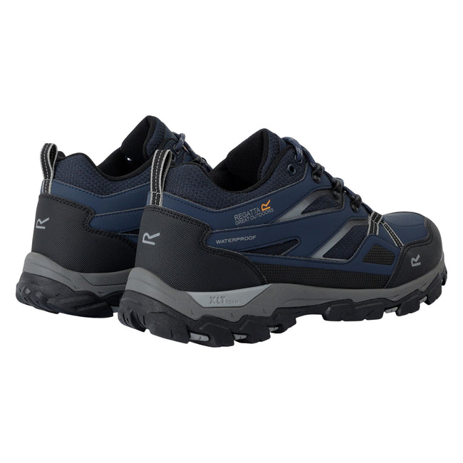 Navy-Dark Steel - Back - Regatta Mens Holcombe 3 Low Walking Boots
