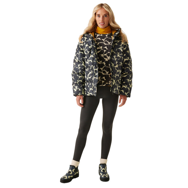 Grey - Side - Regatta Womens-Ladies Orla Kiely Birdy Quilted Oversized Jacket