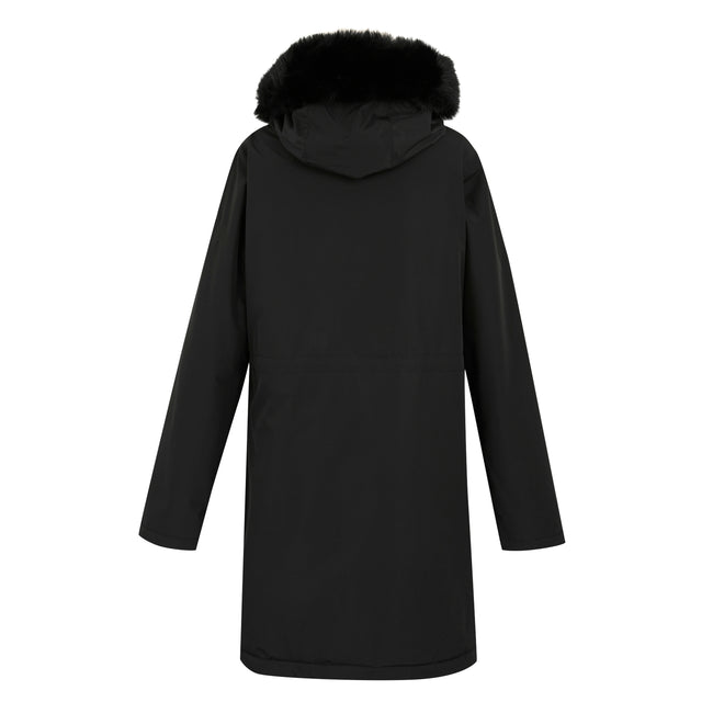 Black - Back - Regatta Womens-Ladies Faux Fur Trim Parka