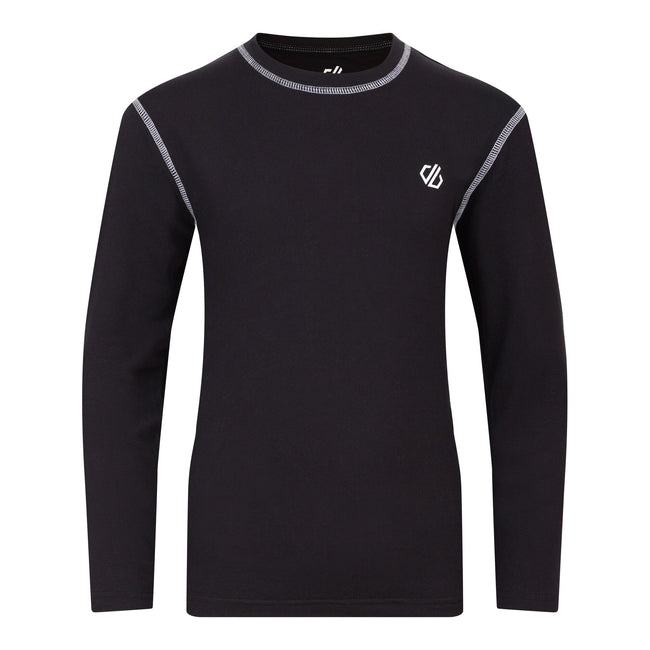 Black - Back - Dare 2B Childrens-Kids Pow II Plain Base Layer Set